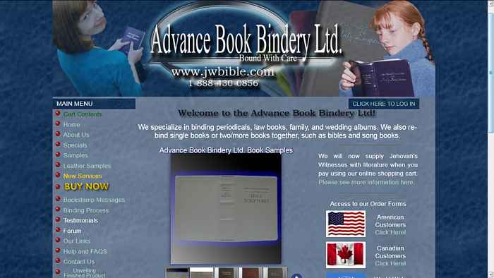 Advance book Bindery website image
